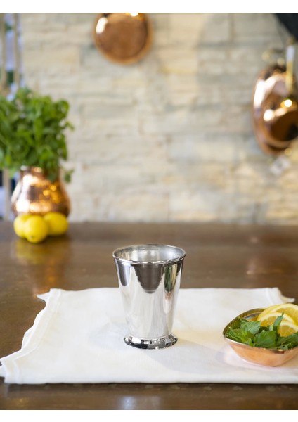 Bakır Bardak Kısa Şerbet Model Gümüş Renk