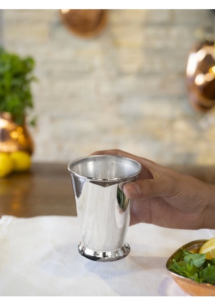 Bakır Bardak Kısa Şerbet Model Gümüş Renk fırsatları