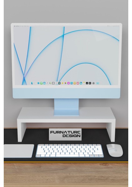 Furnature Design Monitör Yükseltici Bilgisayar Ekran Yükseltici Beyaz