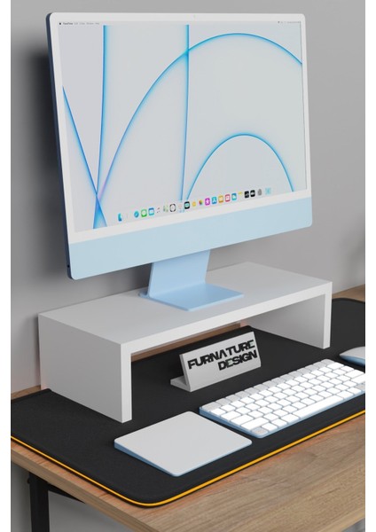 Furnature Design Monitör Yükseltici Bilgisayar Ekran Yükseltici Beyaz