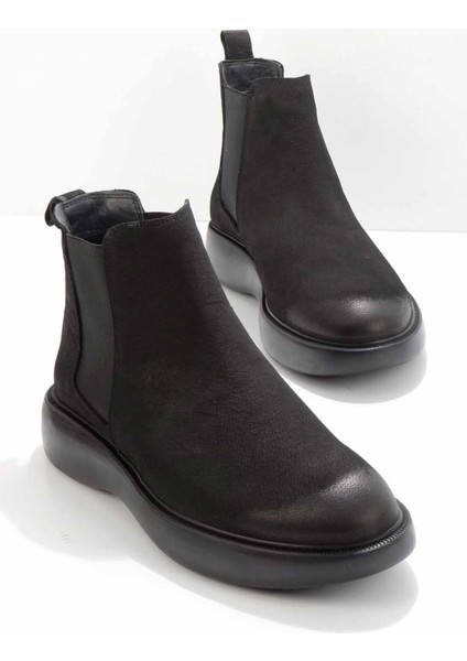 Siyah Nubuk Leather Erkek Bot & Bootie E02401020601