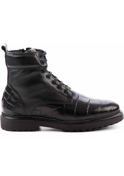 Siyah Kroko Leather Erkek Bot & Bootie E02798102311