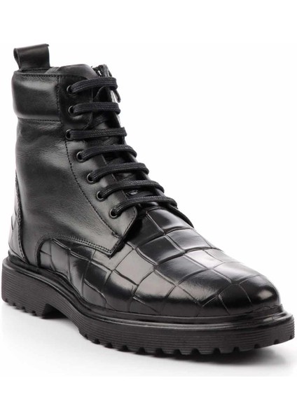 Siyah Kroko Leather Erkek Bot & Bootie E02798102311