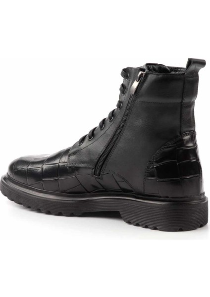 Siyah Kroko Leather Erkek Bot & Bootie E02798102311