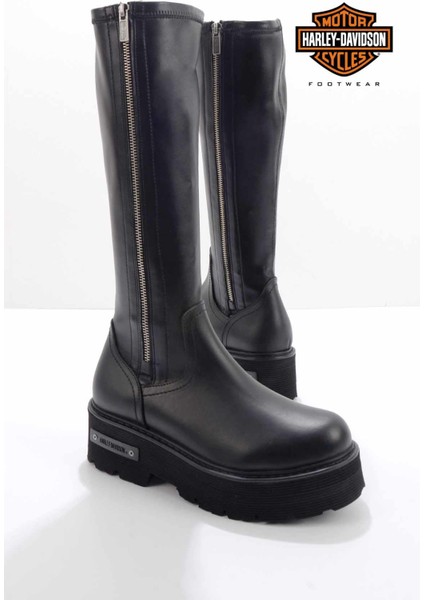 Black Leather Kadın Bot & Bootie HD0777068803