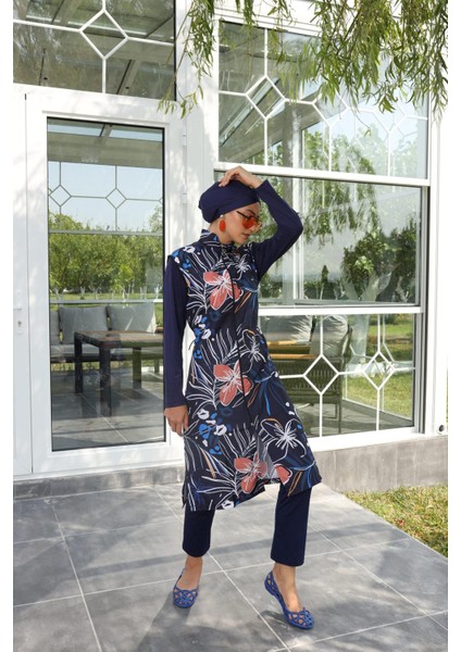 Tam Tesettür Mayo Dev Çiçek Desenler Tropikal fiyatları