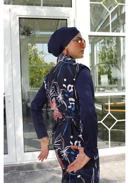 Tam Tesettür Mayo Dev Çiçek Desenler Tropikal indirimleri