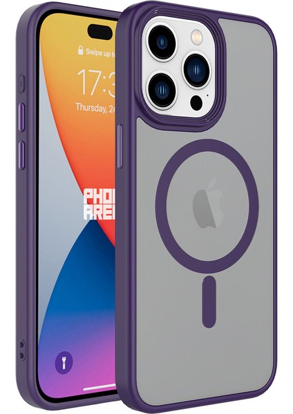Apple iPhone 14 Pro Max Kılıf Mat Arka Yüzey Wireless Şarj Özellikli Zore Flet Magsafe Kapak