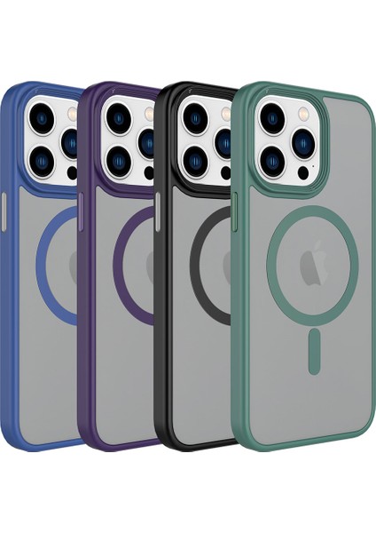 Apple iPhone 14 Pro Max Kılıf Mat Arka Yüzey Wireless Şarj Özellikli Zore Flet Magsafe Kapak