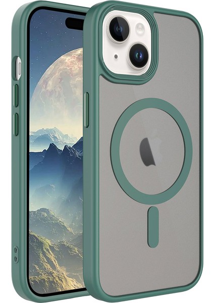 Apple iPhone 15 Plus Kılıf Mat Arka Yüzey Wireless Şarj Özellikli Zore Flet Magsafe Kapak