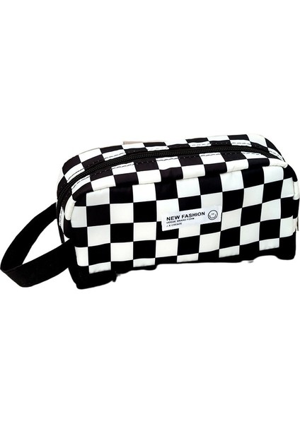 Büyük Kapasiteli Dama Tahtası Kalem Kutusu Yeni Yıl Siyah Beyaz Izgara Stili Yüksek Değerli Kalem Kutusu (Yurt Dışından)