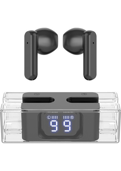 Kulak Içi Kulaklıklar Şeffaf Dijital Ekran Bluetooth Kulaklık Oyun Düşük Gecikme (Yurt Dışından)