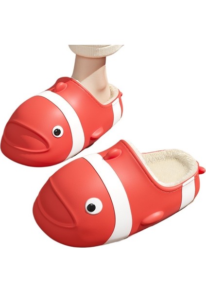 Palyaço Balığı Sonbahar ve Kış Ev Yumuşak Alt Kaymaz Artı Kadife Pamuk Terlik Kadınlar Için (Yurt Dışından)