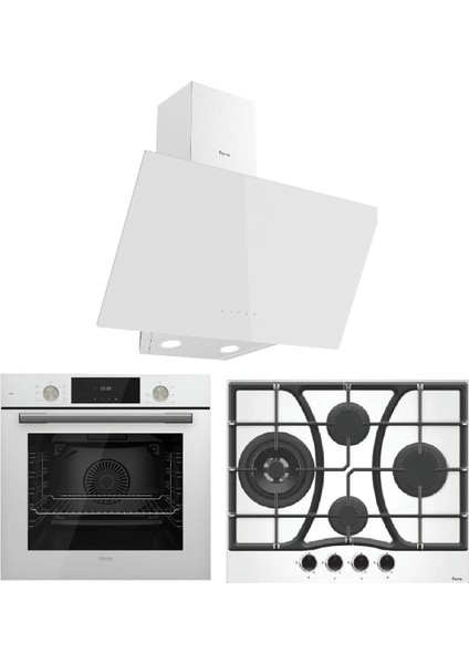 Flowart Serisi Beyaz Ankastre Set ( D078 - BF076 - QMS63CB )