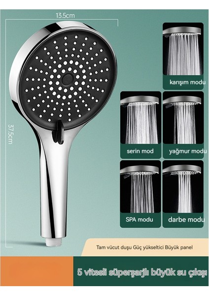 Banyo 13,5 cm Geniş Panel Duş Başlığı 5 Vitesli Kompresörlü Büyük Duş Başlığı (Yurt Dışından) indirimleri