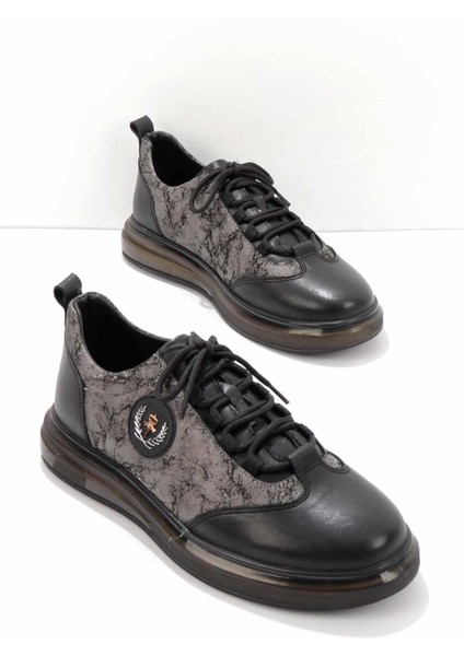 Siyah Baskılı Leather Erkek Sneaker E01398020241