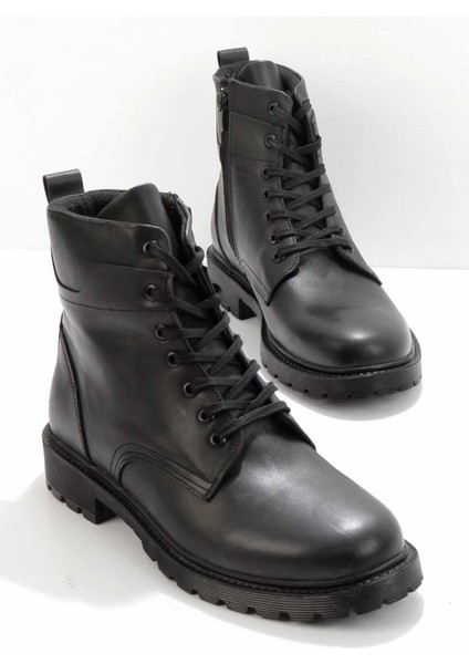Siyah Leather Erkek Bot & Bootie E02399201603