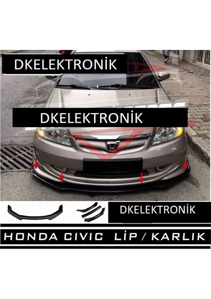 Honda Civic 2001-2005 Ön Tampon Eki Body Kit Karlık Lip Siyah