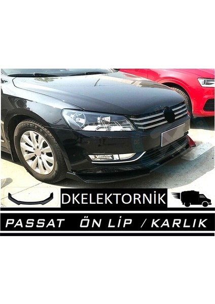 DK Elektronik Volkswagen Passat B7 - B8 Ön Tampon Eki Body Kit Karlık Lip Siyah