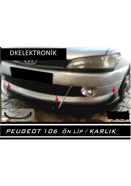 Peugeot 106 Ön Tampon Eki Body Kit Karlık Lip 3 Parça Siyah