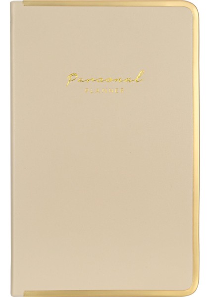 Monaco Vegan Deri Sert Kapak Defter 13 x 21 cm Çizgili Krem