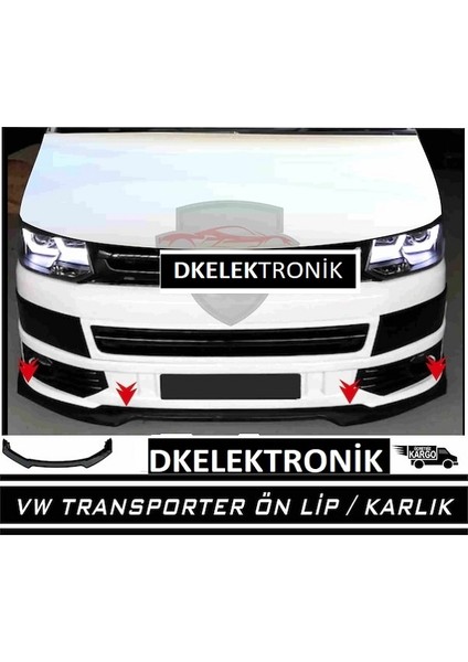 Vw Transporter Ön Karlık 3 Parça Lip Piano Black Siyah