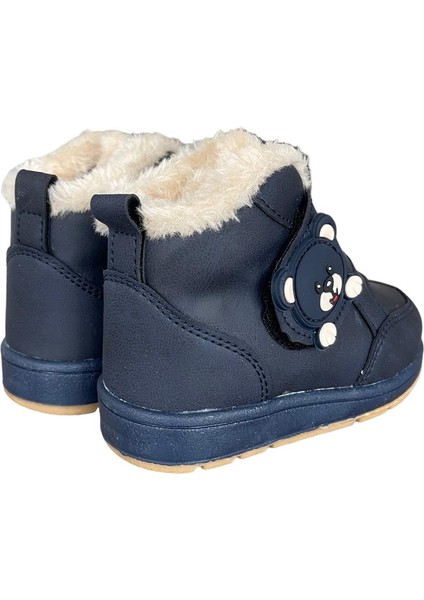 Panda Detaylı Kürklü Unisex Çocuk Bebe Bot LACİVERT fırsatları