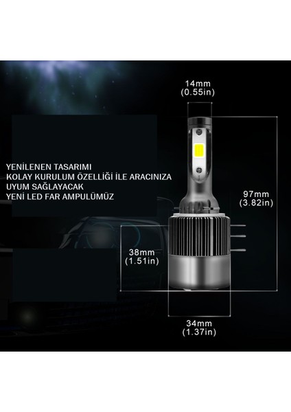 Led Far Ampulü 3570 Chip 72W 11.000Lm Canbus 12 - 24V Laam560 - 3