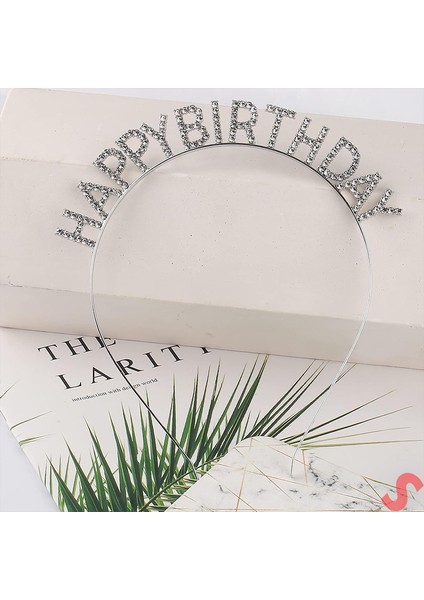 Kristal Taşlı, Metal Happy Birthday Taç - Gümüş fiyatları