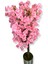 Pembe Lüx Yeşil Yaprak Detaylı Bahar Dalı 180 cm Yapay Ağaç 30X30 Metal Saksı 3