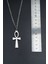 Nil'in Anahtarı - Ankh Anahtarı Gümüş Kaplama Unisex Düz Zincir Kolye kod 701 4