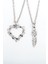 2'li Dikenli Kalp - Sevgili Söz Gümüş Kaplama Unisex Düz Zincir Kolye Seti kod 994 1