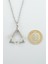 2'li Sezar Sikke -Üçgen Kare Geometrik Gümüş Kaplama Unisex Düz Zincir Kolye Seti kod 1018 2