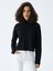 KadınDik Yaka Saç Örgü Siyah Sweatshırt 2