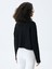 KadınDik Yaka Saç Örgü Siyah Sweatshırt 3