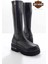 Black Leather Kadın Bot & Bootie HD0777068803 1