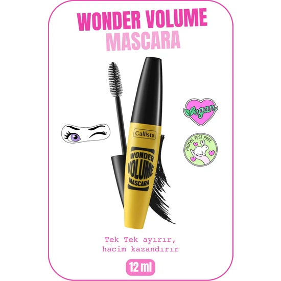Callista Wonder Volume Mascara Hacim ve Kıvırma Etkili Maskara Siyah