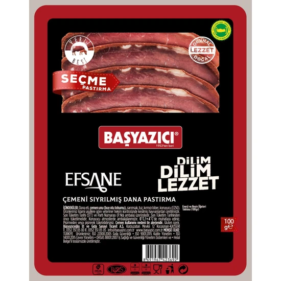 Başyazıcı Efsane Artisan Dilimli Seçme Pastırma Coğrafi Işaretli 100 gr