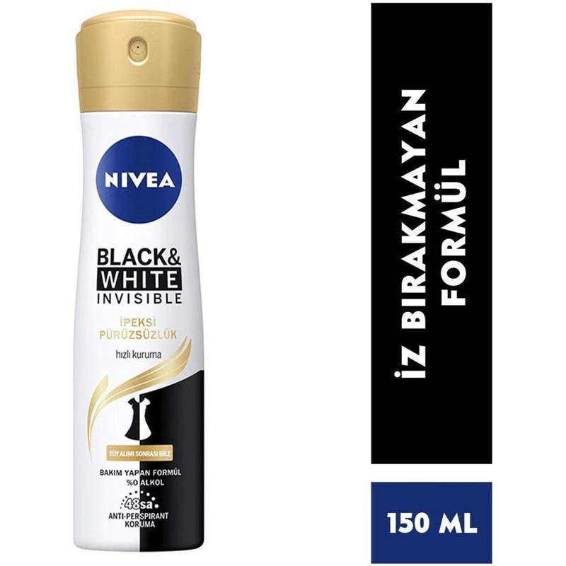 Nivea Invisible Black&white Ipeksi Pürüzsüzlük Kadın Sprey Deodorant 150 mlDeodo