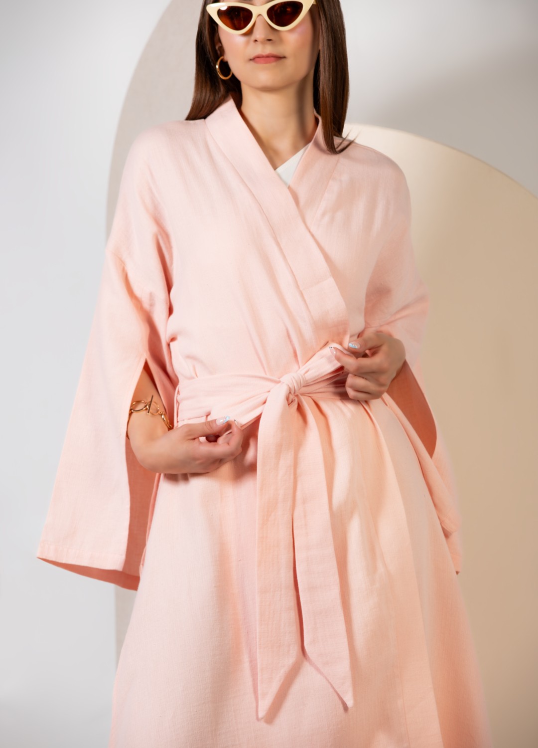 Crave Oversize Pembe Uzun Kimono görsel 5