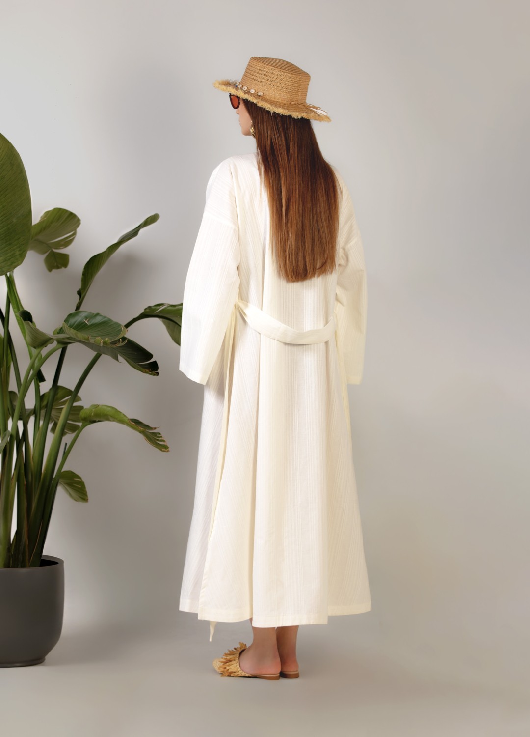 Crave Oversize Beyaz Uzun Kimono görsel 2