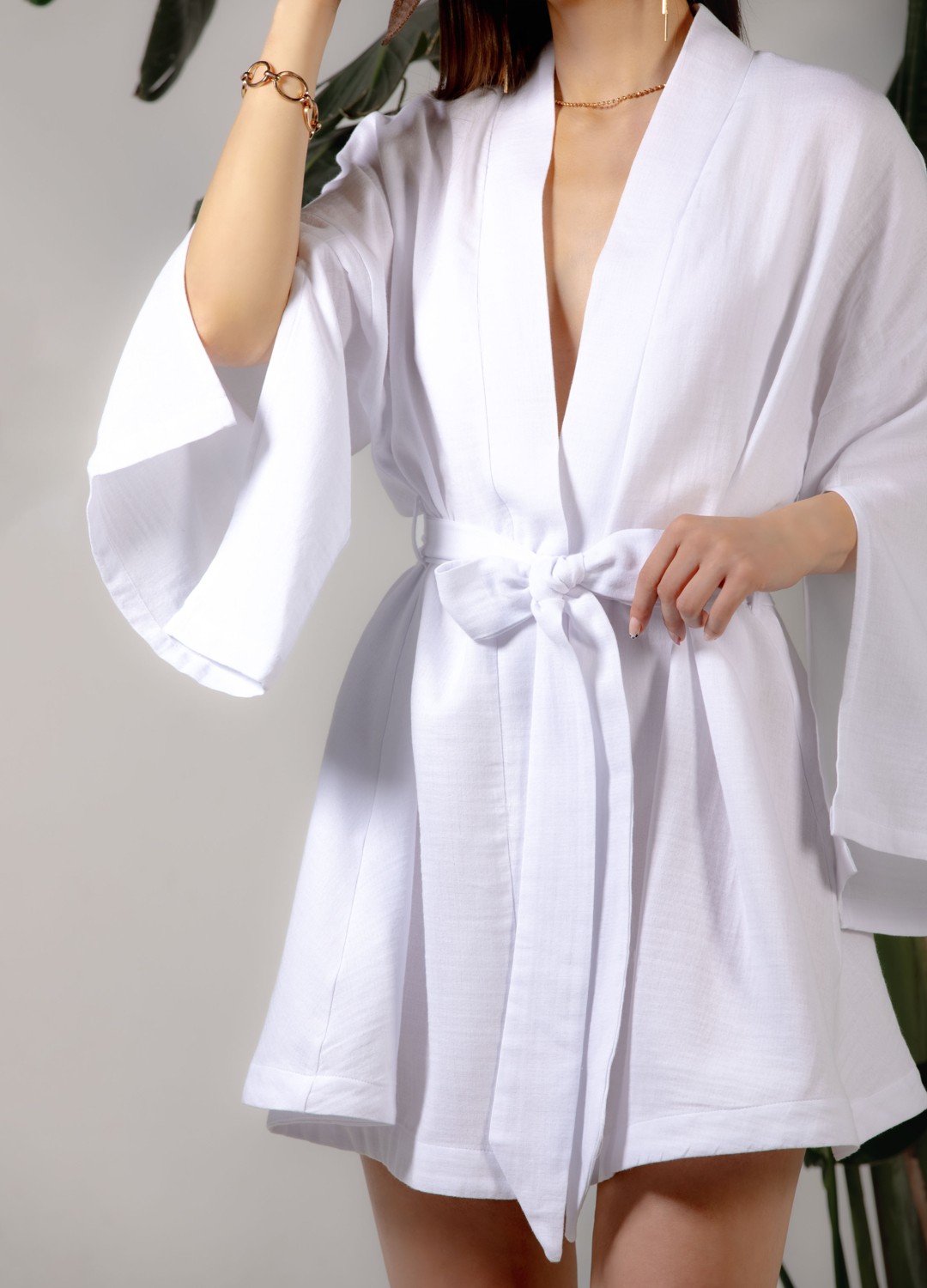 Crave Oversize Beyaz Kısa Kimono görsel 3