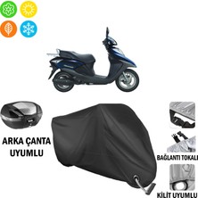 AUTOES Honda Spacy 110 Motosiklet Brandası Arka Çanta, Tokalı ve Kilit Uyumlu Siyah