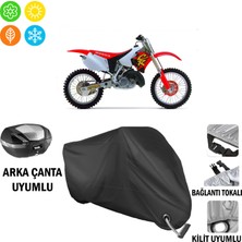 AUTOES Honda Cr 250 Motosiklet Brandası Arka Çanta, Tokalı ve Kilit Uyumlu Siyah