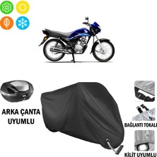 AUTOES Honda Cb 125 Ace Motosiklet Brandası Arka Çanta, Tokalı ve Kilit Uyumlu Siyah