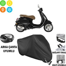 AUTOES Vespa Primavera 50 Motosiklet Brandası Arka Çanta, Tokalı ve Kilit Uyumlu Siyah