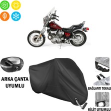 AUTOES Yamaha Virago Xv 750 Motosiklet Brandası Arka Çanta, Tokalı ve Kilit Uyumlu Siyah