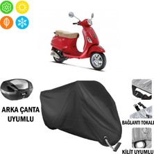 AUTOES Vespa Lx 125 3V I.e Motosiklet Brandası Arka Çanta, Tokalı ve Kilit Uyumlu Siyah