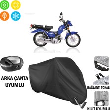 AUTOES Kanuni Zebra 90 Motosiklet Brandası Arka Çanta, Tokalı ve Kilit Uyumlu Siyah