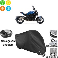 AUTOES Benelli 502 C Motosiklet Brandası Arka Çanta, Tokalı ve Kilit Uyumlu Siyah